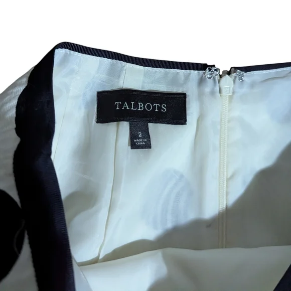 TALBOTS POLKA DOT COTTON  White/Blue/Black Pencil SKIRT Sz 2 - Picture 3 of 10